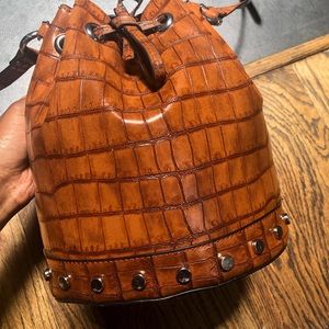 Zara Brown Croc Bucket Bag